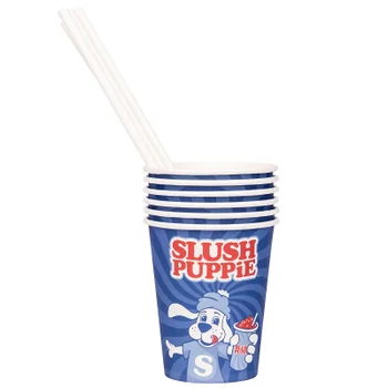 Verres en Carton Slush Puppie (Lot de 20) - Avec Pailles