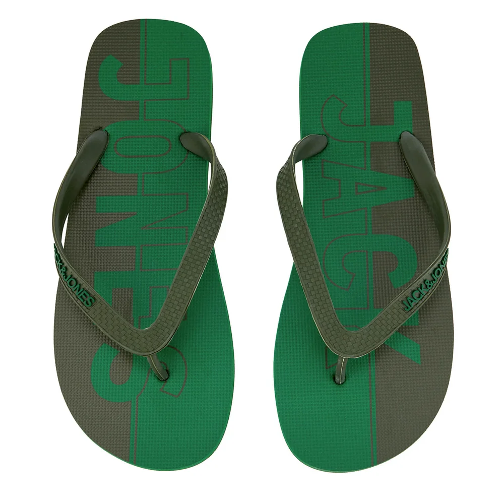 Jack & Jones Men's Logo Flip Flops - Amazon/Rifle Green - UK 6-7/EU 40-41 - Vert Citron Image 1