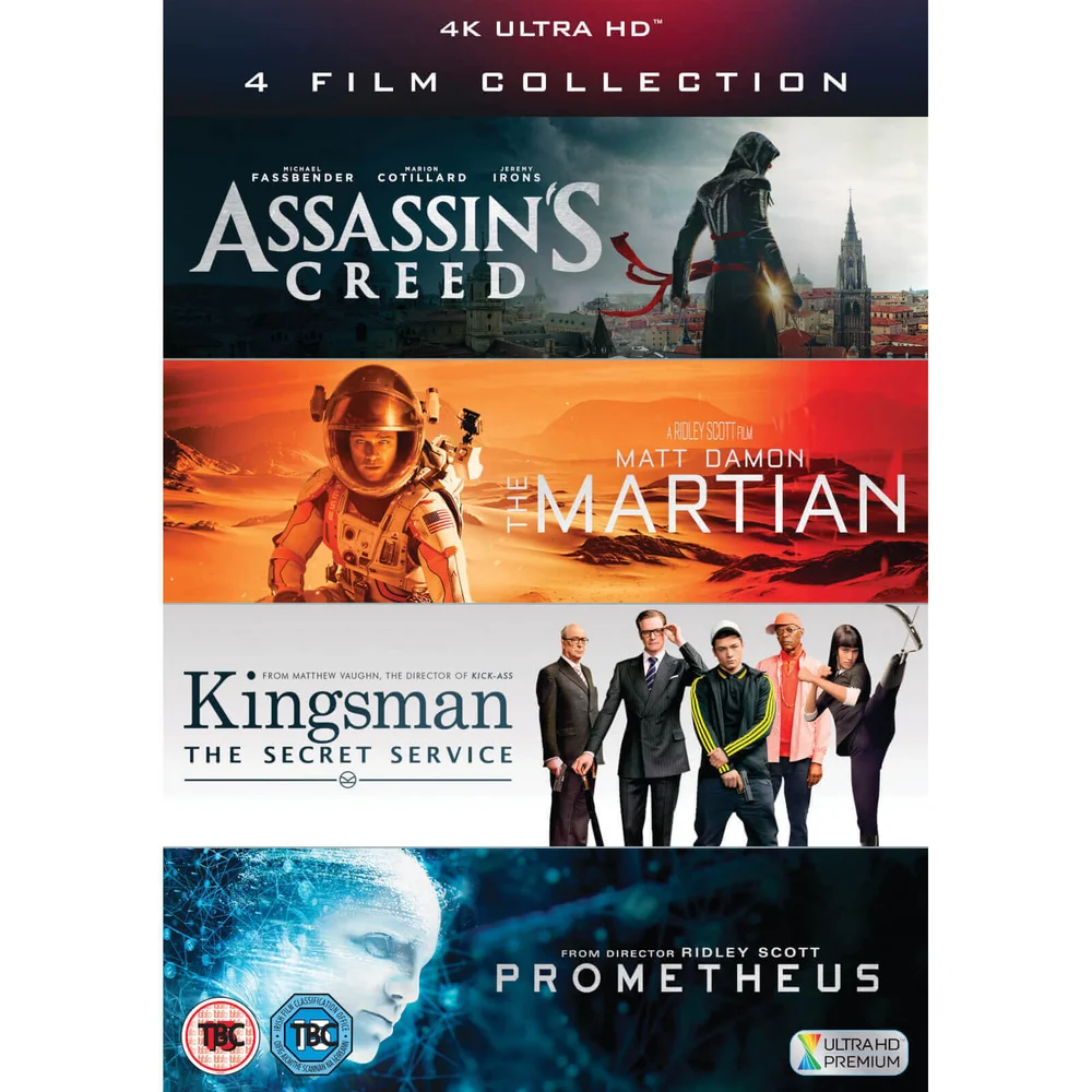 Assassin's Creed, Kingsman: services secrets, Prometheus, Seul Sur Mars - 4K Ultra HD Collection de 4 films Image 1