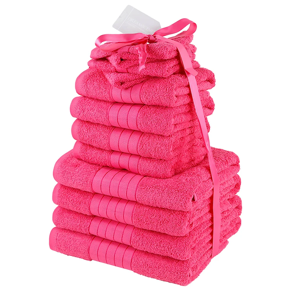 Ensemble de Serviettes 100% Coton - Highams (500GSM) Rose Fuchsia Image 1
