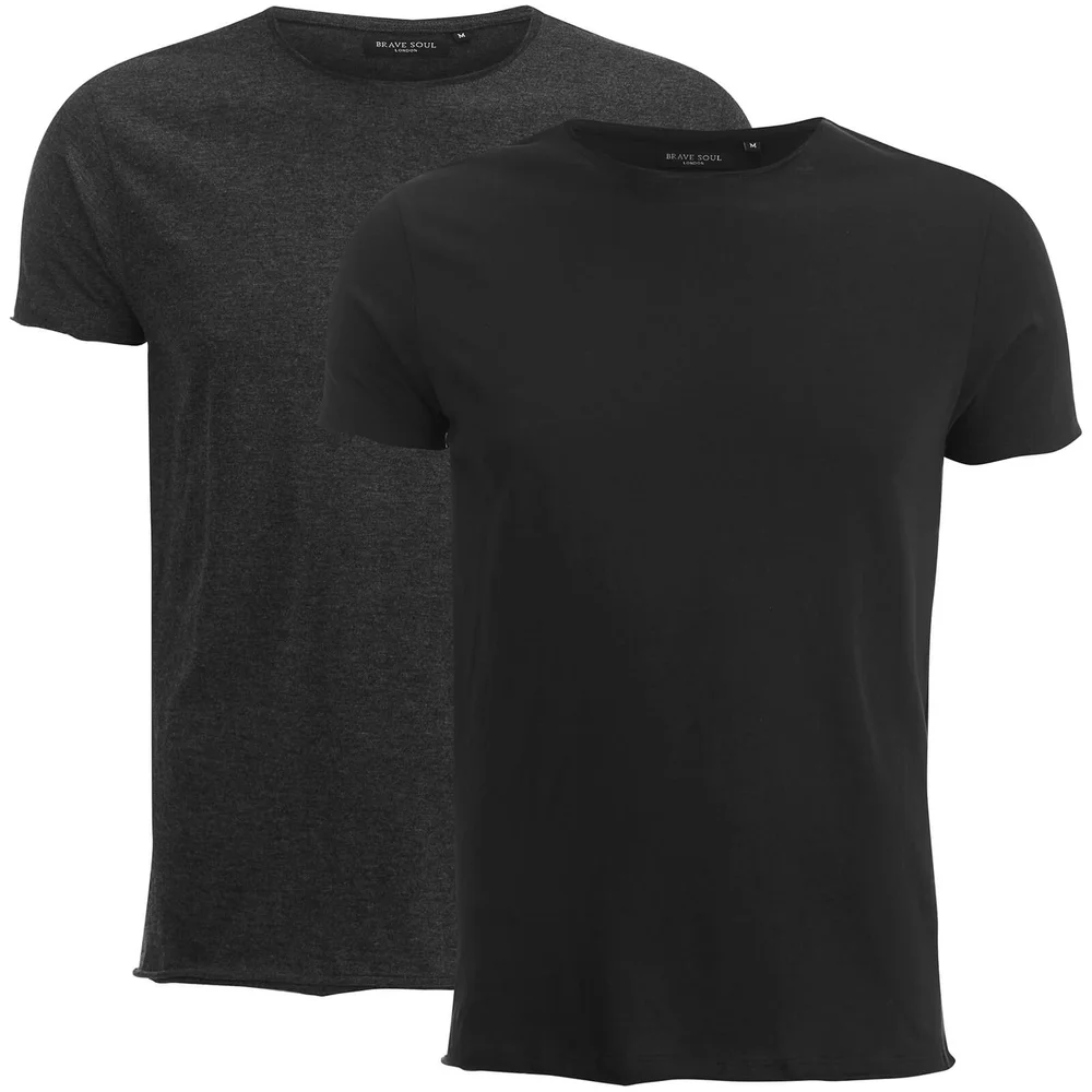 Lot de 2 T-Shirts Homme Fresher Brave Soul - Gris Chiné / Noir - S - Grey/Black Image 1
