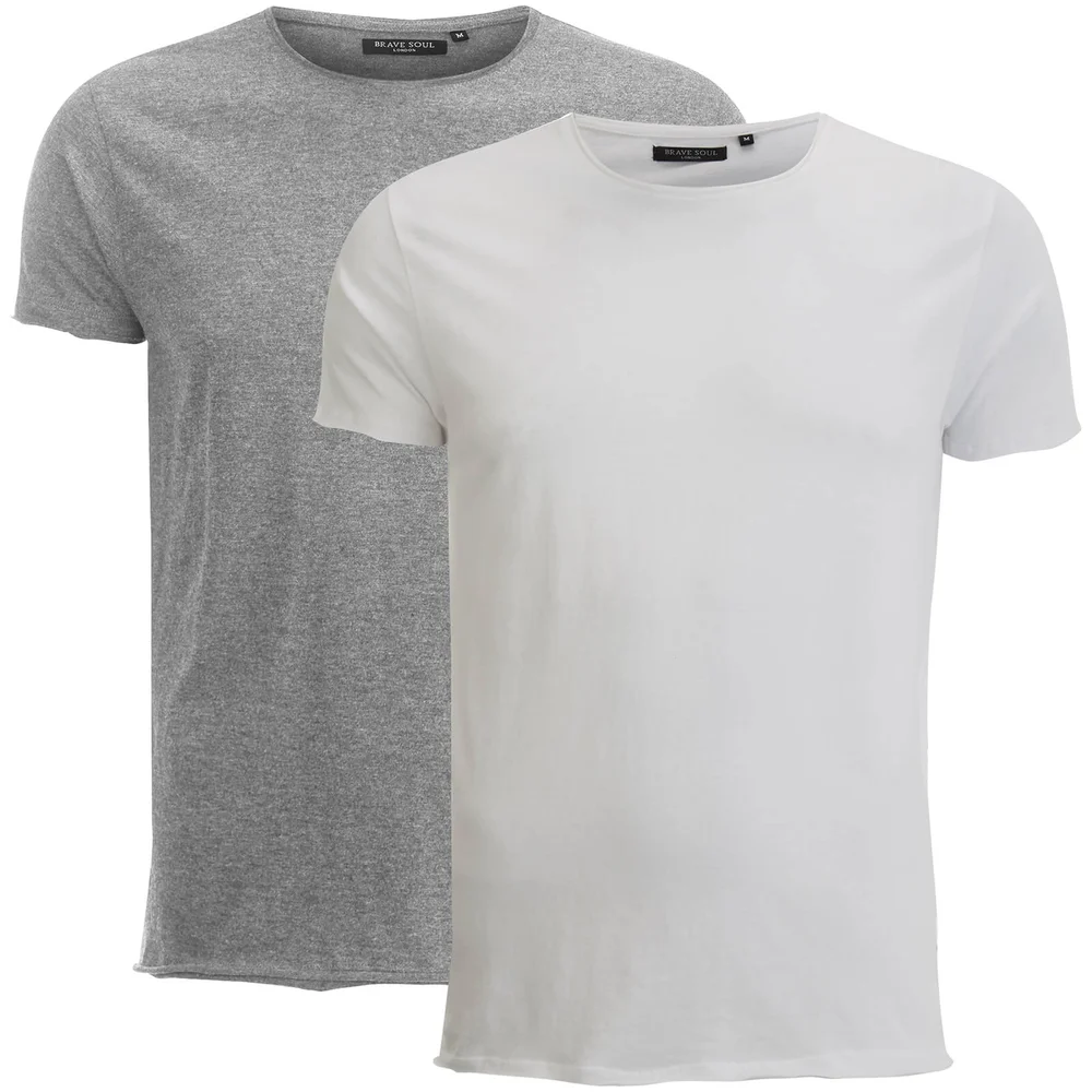 Lot de 2 T-Shirts Homme Fresher Brave Soul - Gris Clair / Blanc Écru - S - White/Grey Image 1