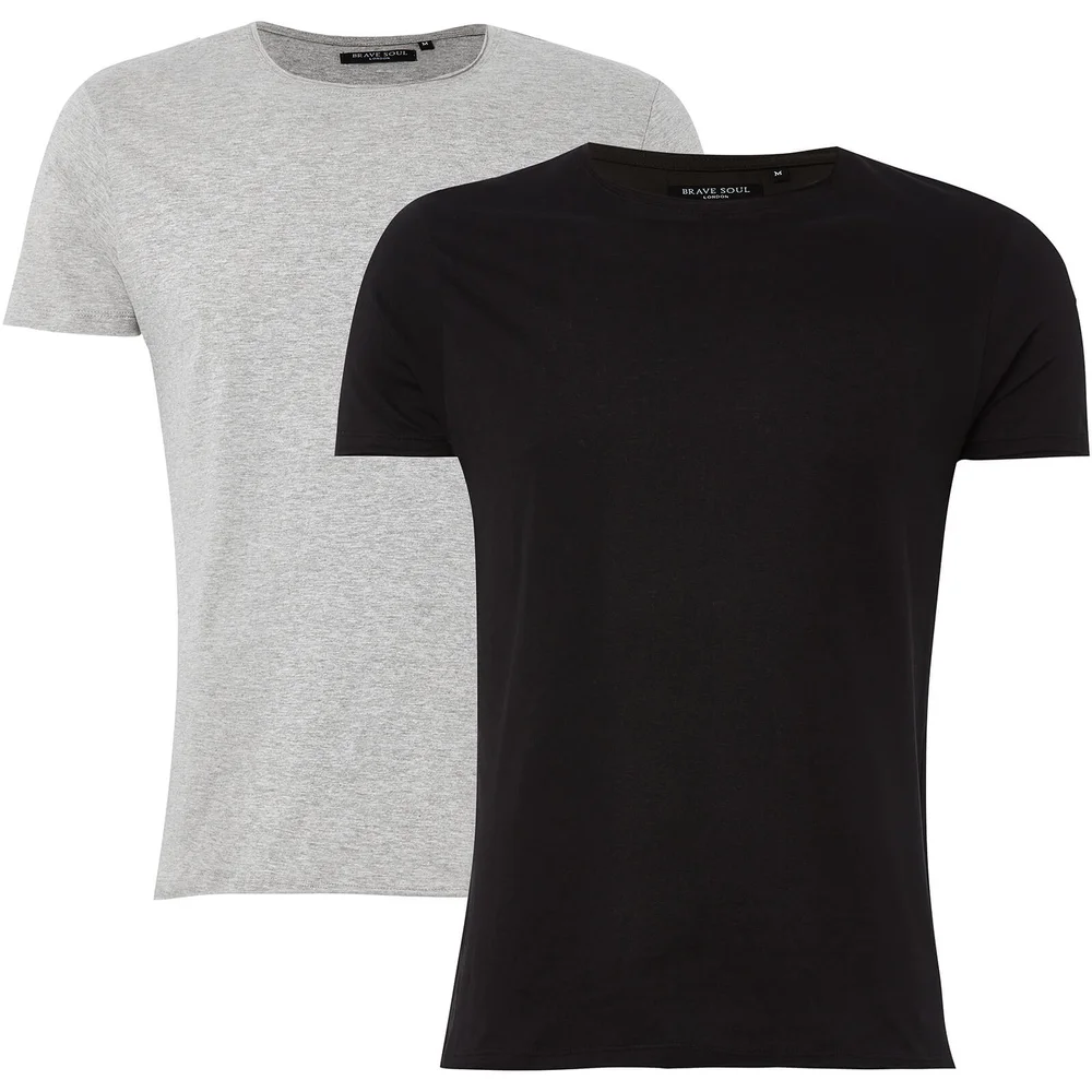 Lot de 2 T-Shirts Homme Fresher Brave Soul - Gris Clair Chiné / Noir - S - Grey/Black Image 1