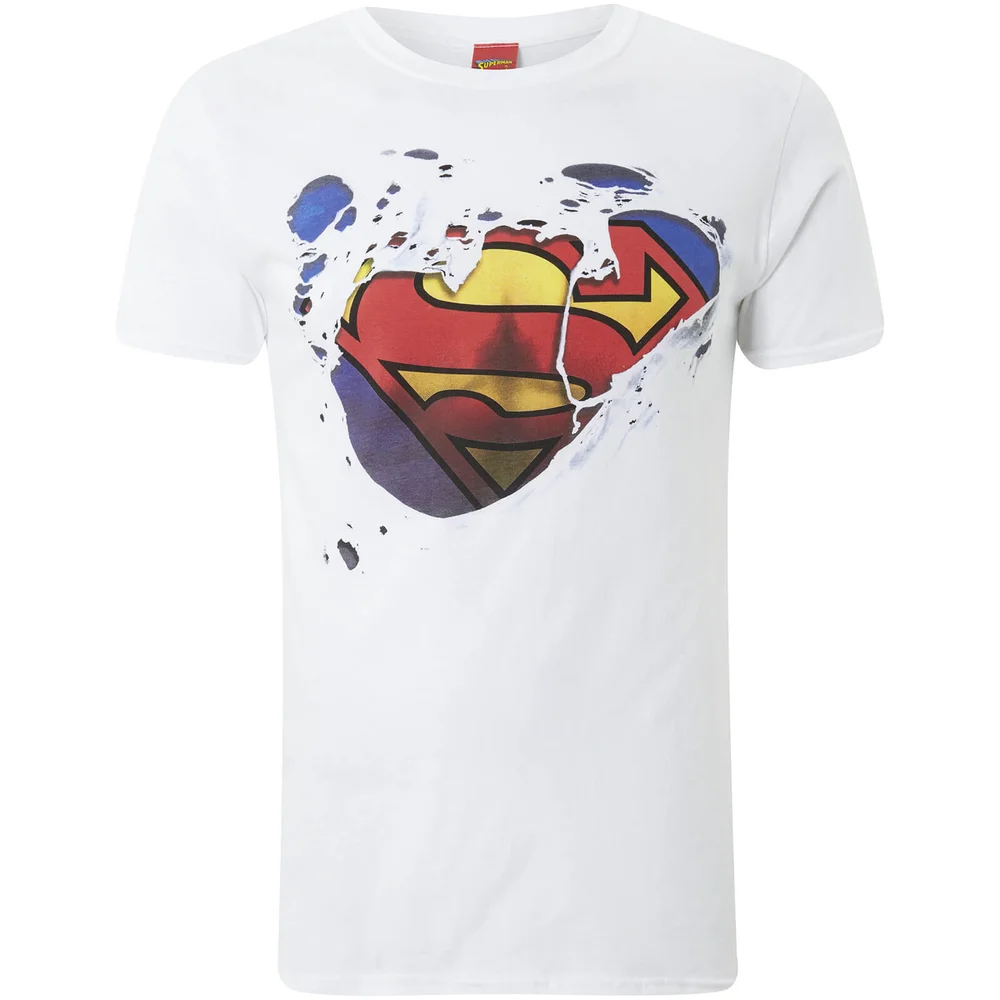 T-Shirt Homme Superman Déchiré - Blanc - S Image 1