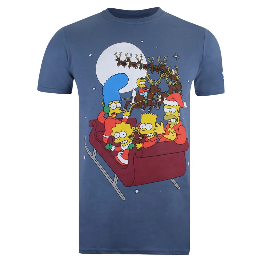 T-Shirt de Noël Homme Les Simpson Luge - Bleu Indigo - S - Navy Image 1