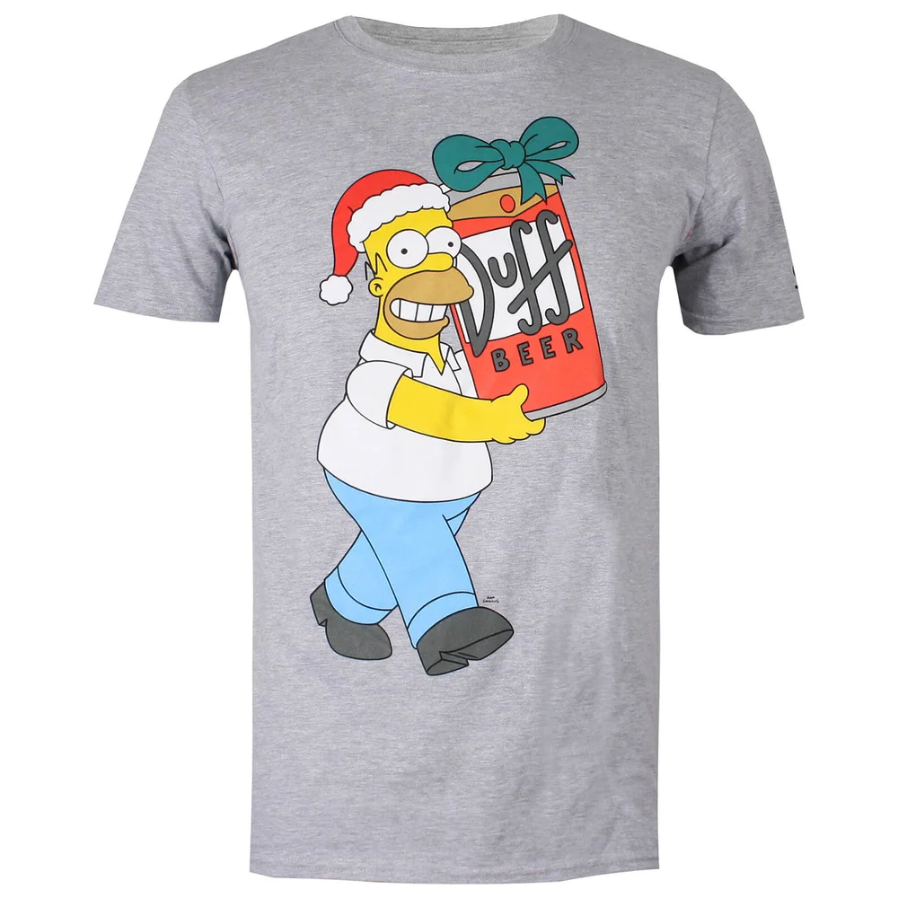 T-Shirt de Noël Homme Les Simpson Bière - Gris Chiné - S - Gris Image 1