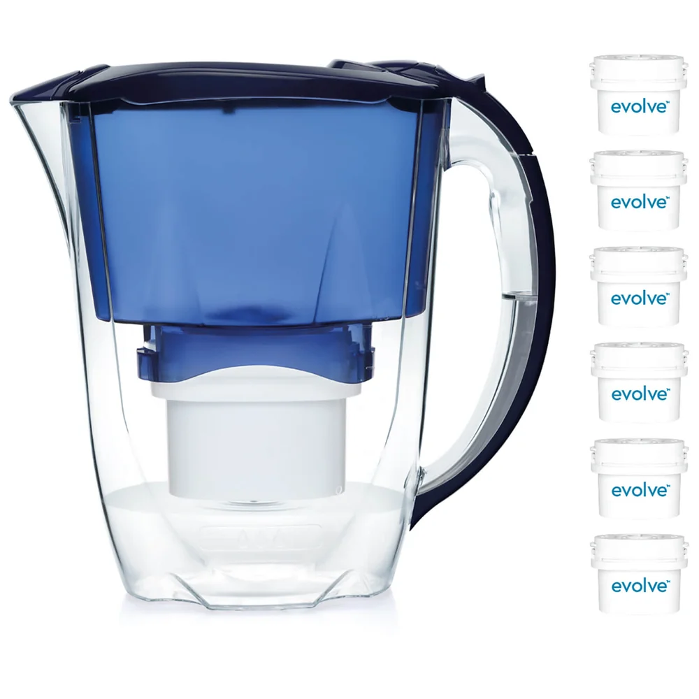 Carafe Filtrante Oria Aqua Optima 2.8L + Cartouche Evolve 6 x 60 Jours (Lot pour 1 an) - Bleu Image 1