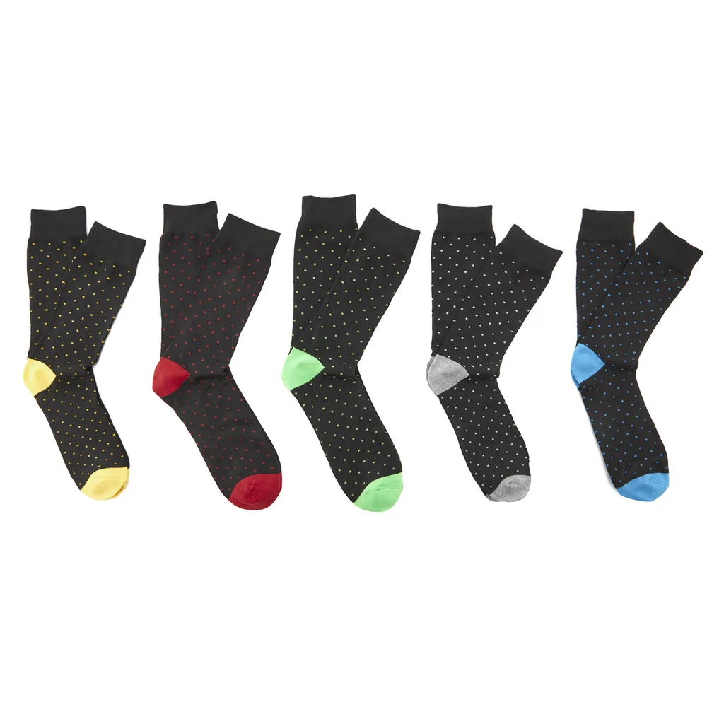 Lot de 5 Chaussettes à Pois Homme Brave Soul - Noir (40 - 46) Image 1