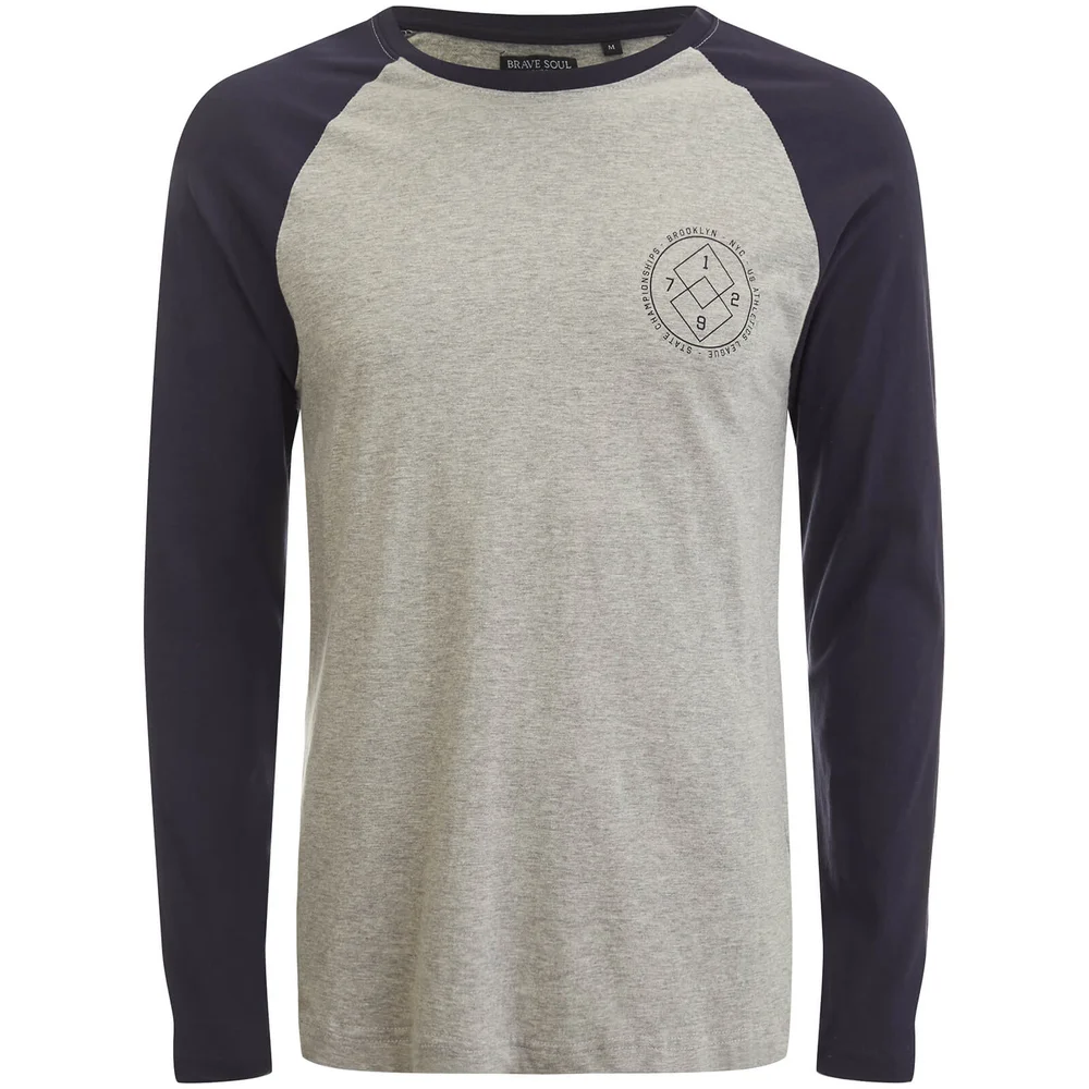 T-Shirt Manches Longues Homme Vermont Raglan Brave Soul - Gris / Bleu Marine - S - Gris/Bleu Image 1