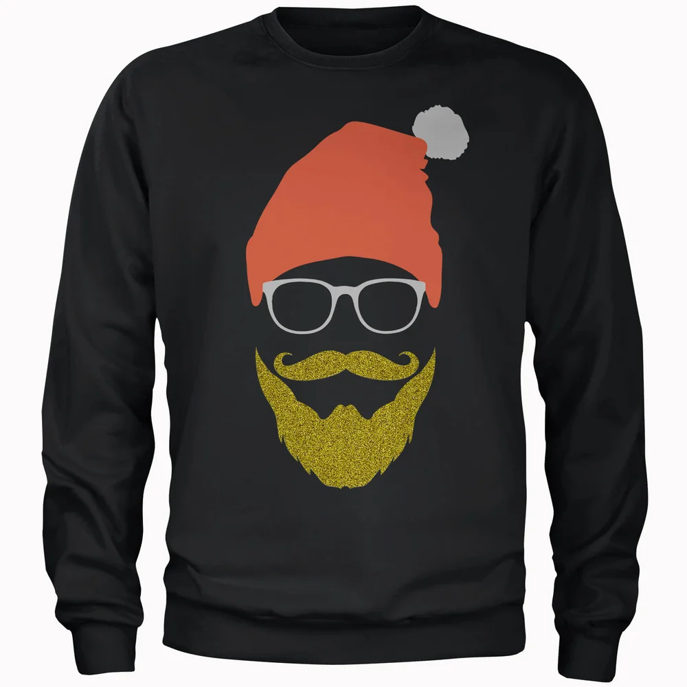 Pull de Noël Homme Père Noël Hipster - Noir - XXL Image 1