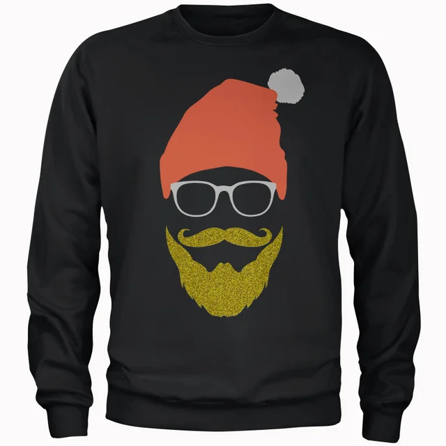 Pull de Noël Homme Père Noël Hipster - Noir