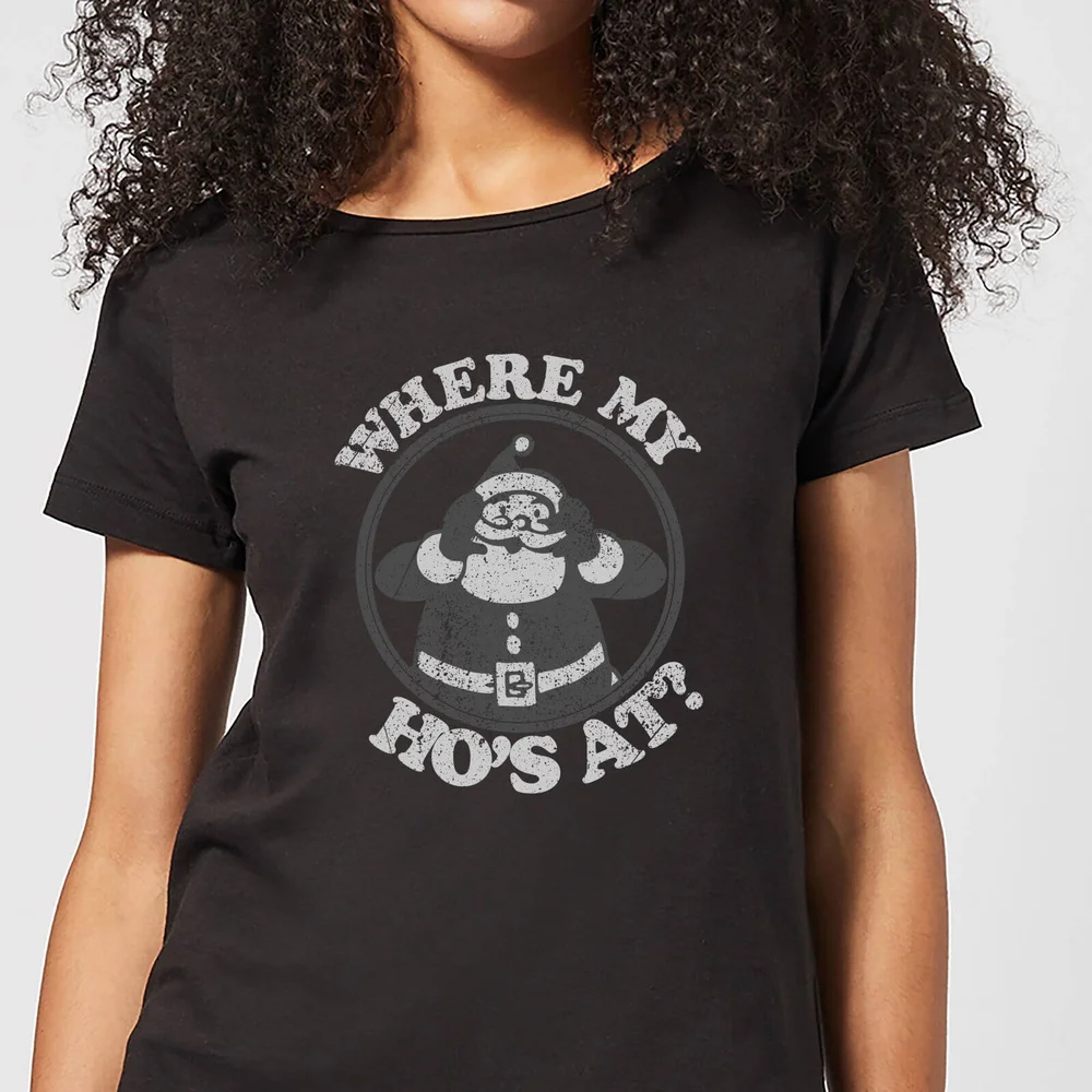 T-Shirt de Noël Femme Where My Ho's At Noël - Noir - 3XL Image 1