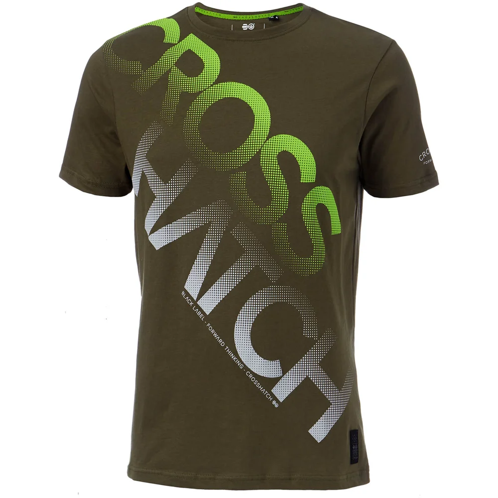 T-Shirt Homme Crosshatch Letterman - Vert Kaki - S - Vert Citron Image 1