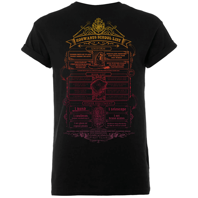 T-Shirt Homme Liste de Fournitures Poudlard - Harry Potter - Noir