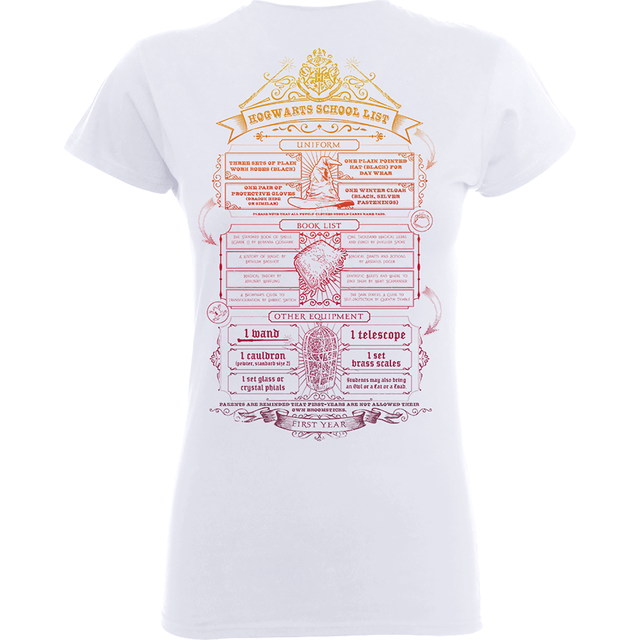 T-Shirt Femme Liste de Fournitures Poudlard - Harry Potter - Blanc