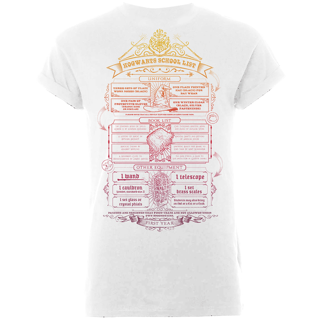 T-Shirt Homme Liste de Fournitures Poudlard - Harry Potter - Blanc