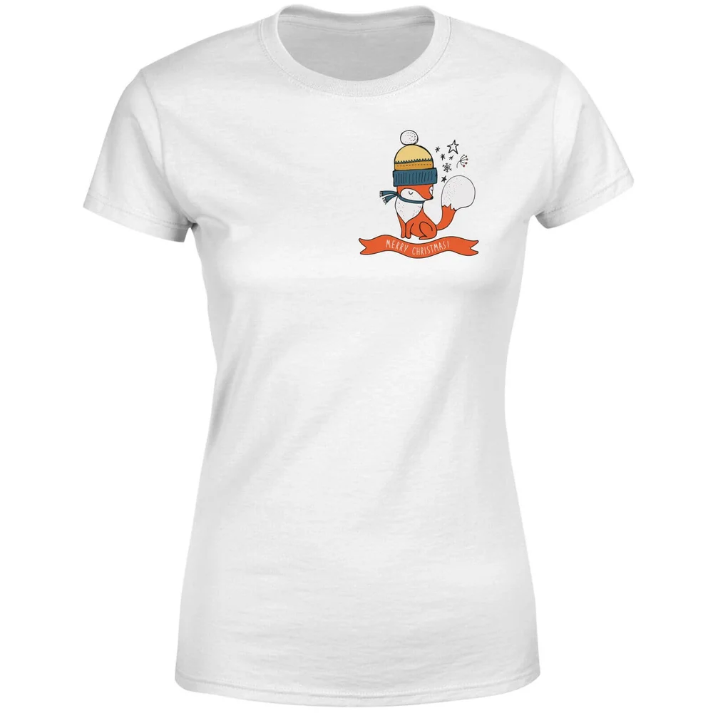 Christmas Fox Pocket Women's T-Shirt - White - S - Blanc Image 1