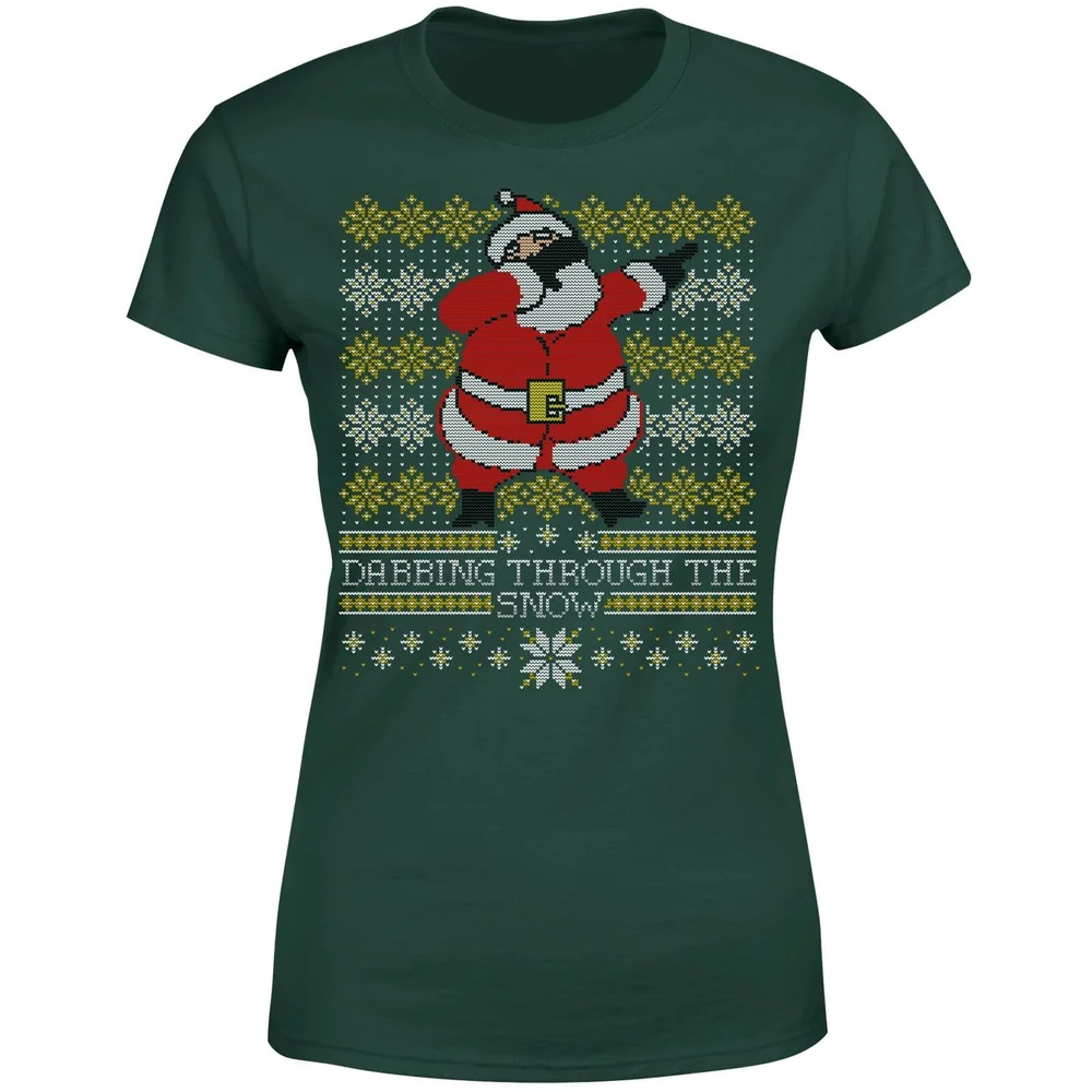Dabbing through the snow Fair Isle Women's T-Shirt - Forest Green - S - Vert Forêt Image 1