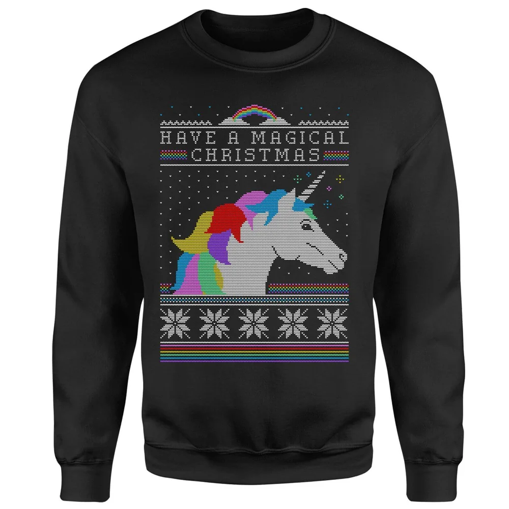 Pull de Noël Homme Have a magical Fair isle - Noir - S Image 1