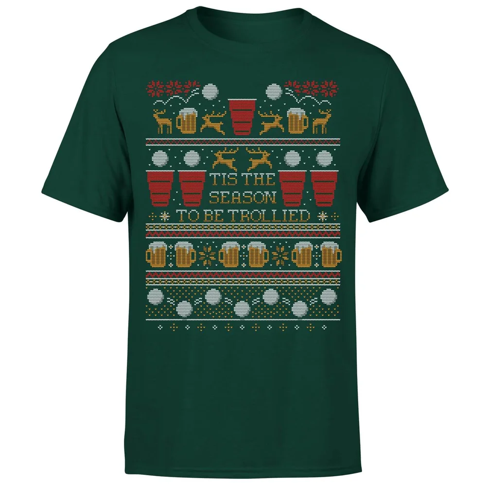 Tis The Season To Be Trollied T-Shirt - Forest Green - S - Vert Forêt Image 1
