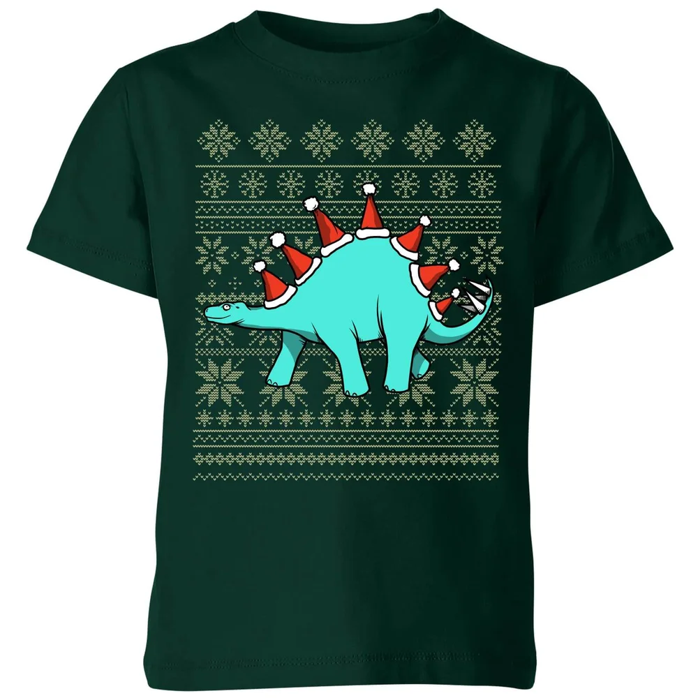 T-Shirt de Noël Enfant Stégosaure - Vert Foncé© - 3-4 ans - Forest Green Image 1