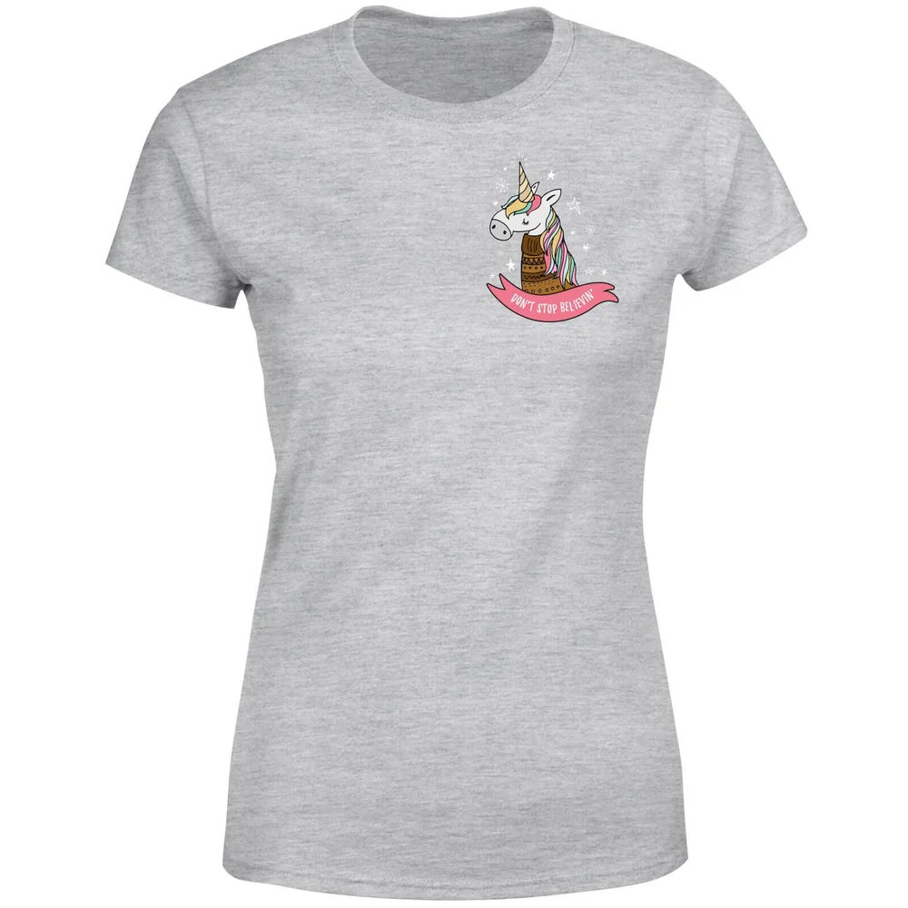 Christmas Unicorn Pocket Women's T-Shirt - Grey - S - Gris Image 1