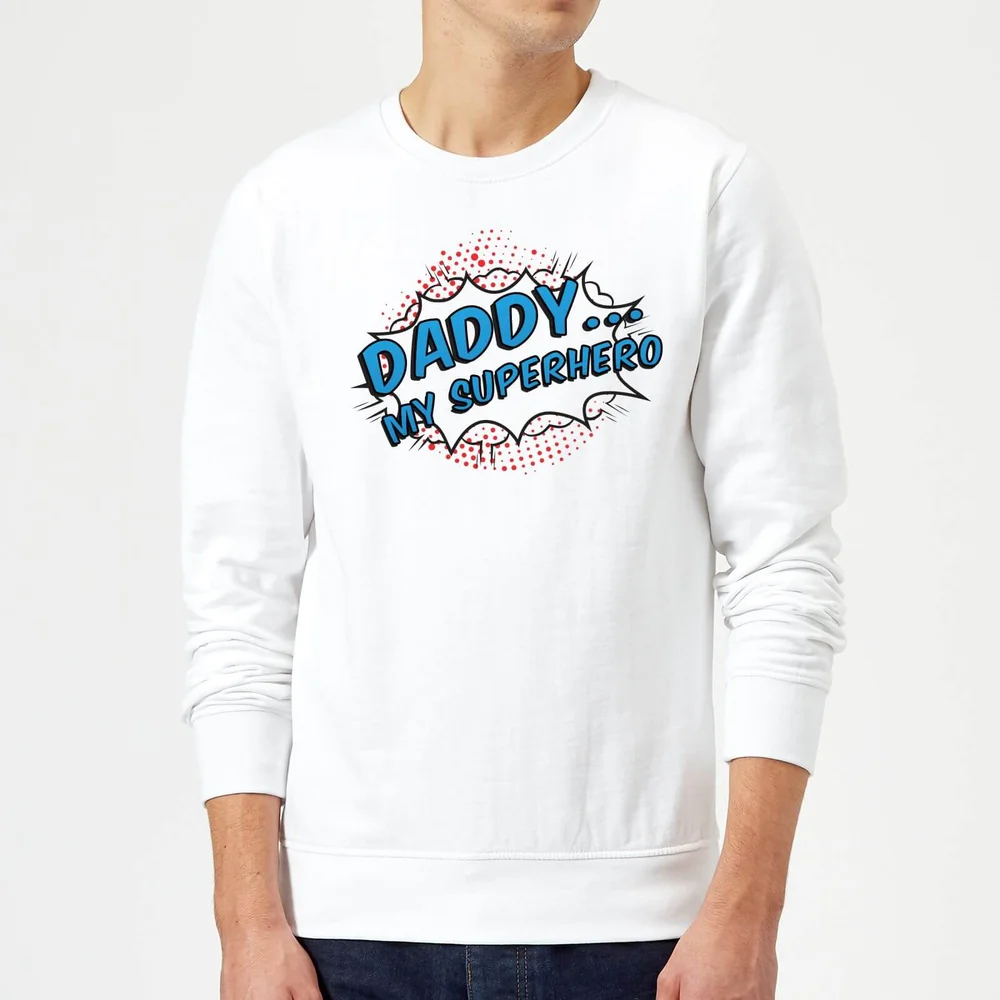 Daddy My Superhero Sweatshirt - White - S - Blanc Image 1