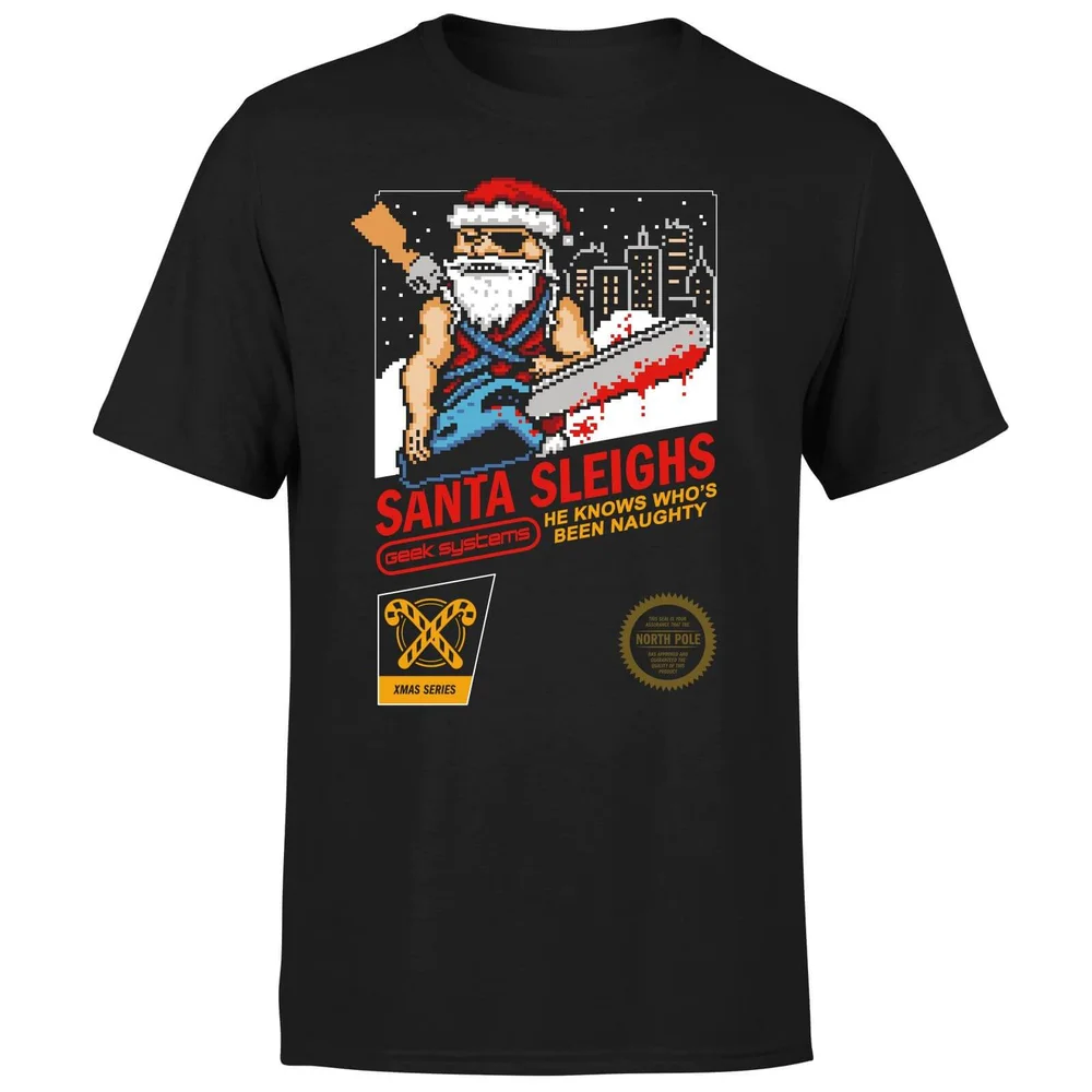 Santa Sleighs - Black T-Shirt - 5XL Image 1