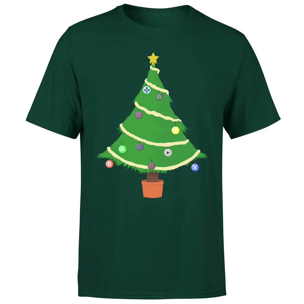 Buttons Tree T-Shirt - Forest Green - S - Vert Forêt Image 1
