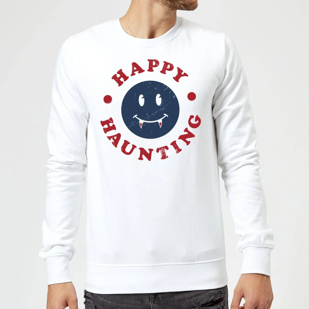 Happy Haunting Fang Sweatshirt - White - S - Blanc Image 1