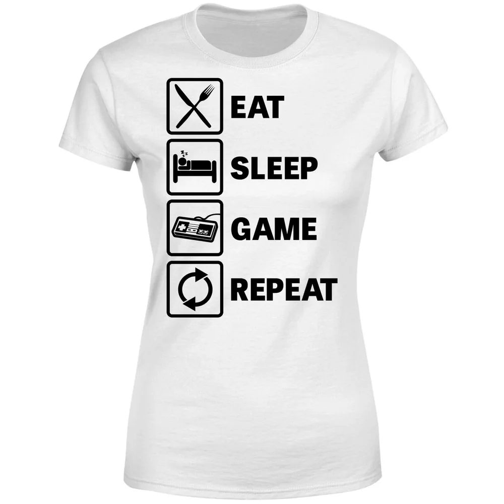 Eat Sleep Game Repeat Women's T-Shirt - White - S - Blanc Image 1