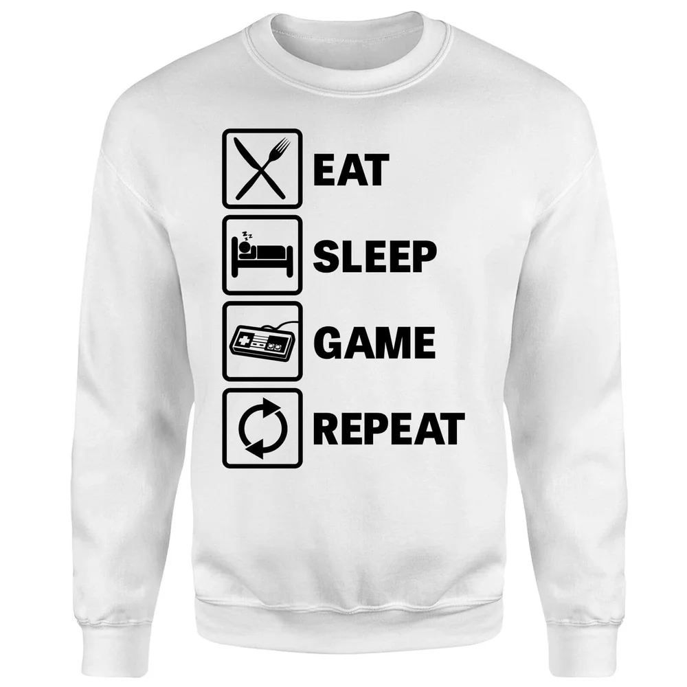Eat Sleep Game Repeat Sweatshirt - White - S - Blanc Image 1