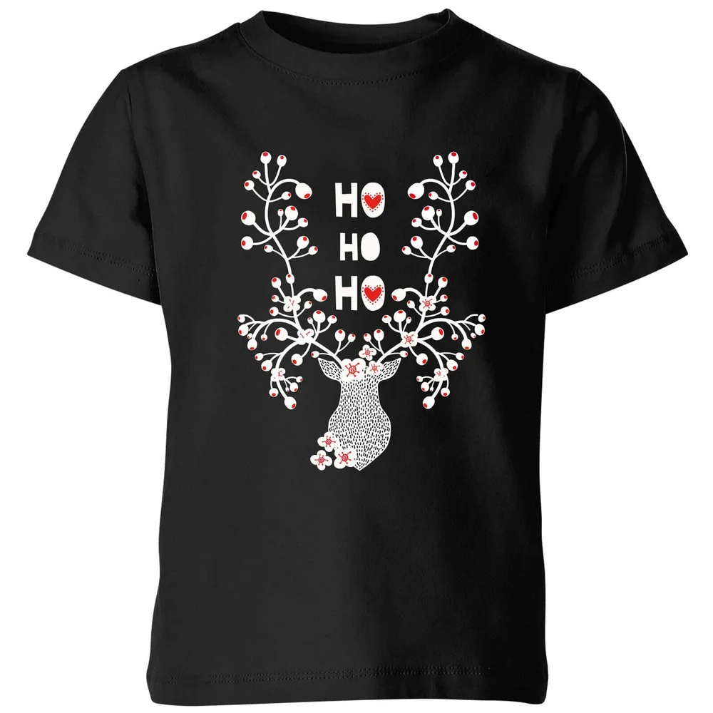 Ho Ho Ho Reindeer Kids' T-Shirt - Black - 3-4 ans - Noir Image 1
