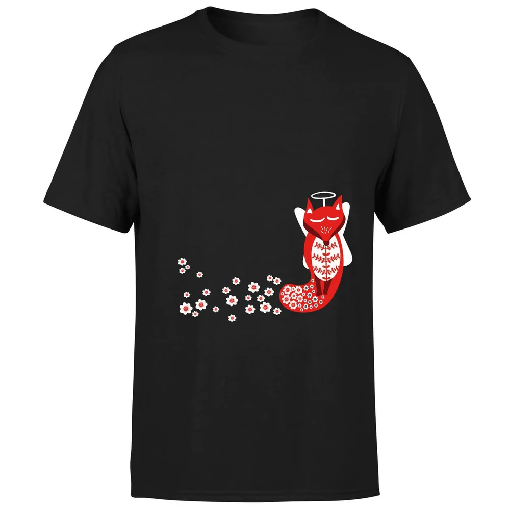 Flower Fox T-Shirt - Black - S - Noir Image 1