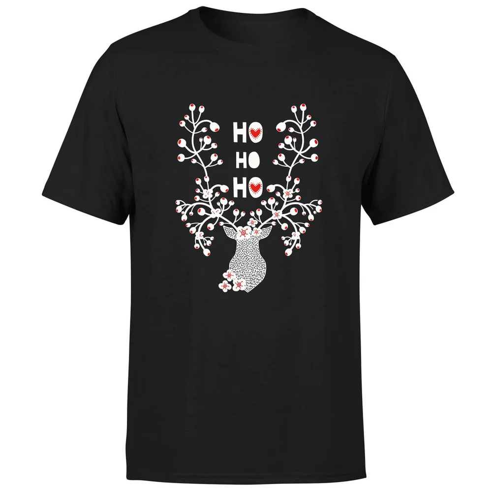 Ho Ho Ho Reindeer T-Shirt - Black - S - Noir Image 1