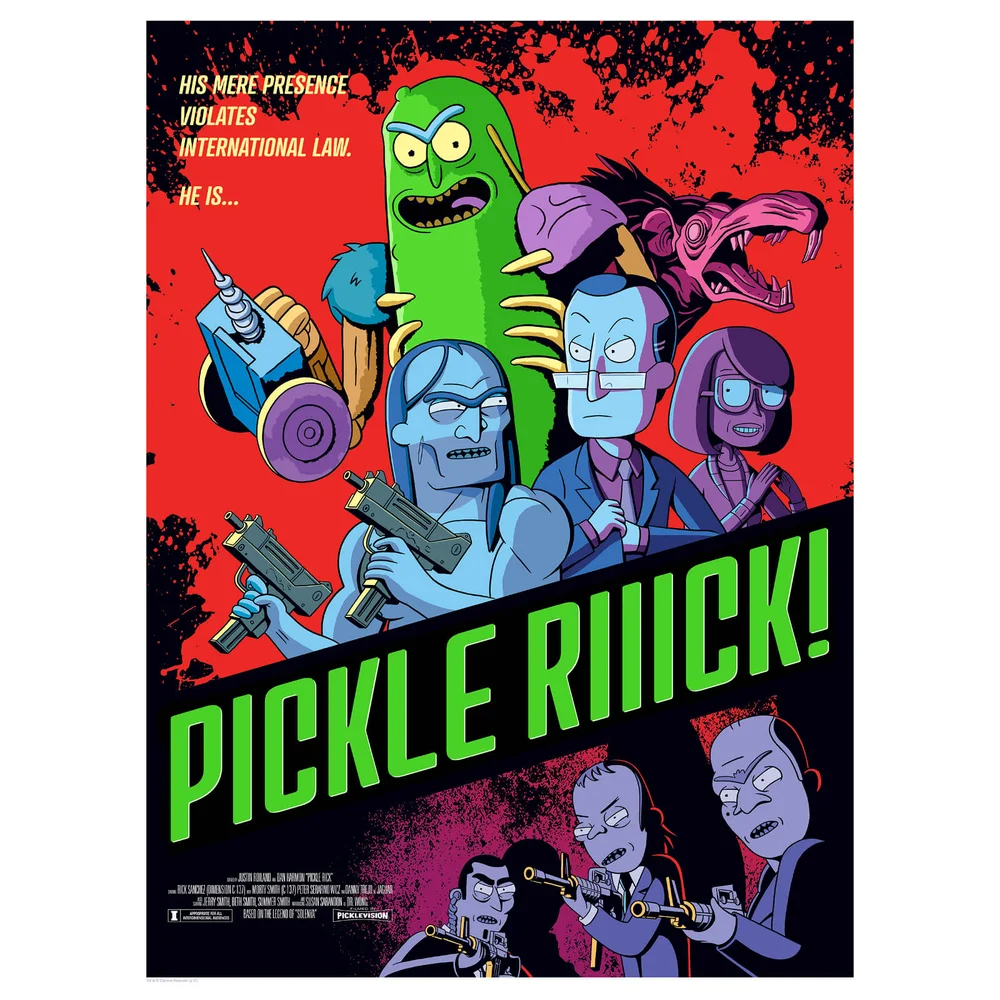 Lithographie Rick Cornichon Rick et Morty par Serban Cristescu (46 cm x 61 cm) Exclusivité pour Zavvi, Limitée à 300 copies Image 1