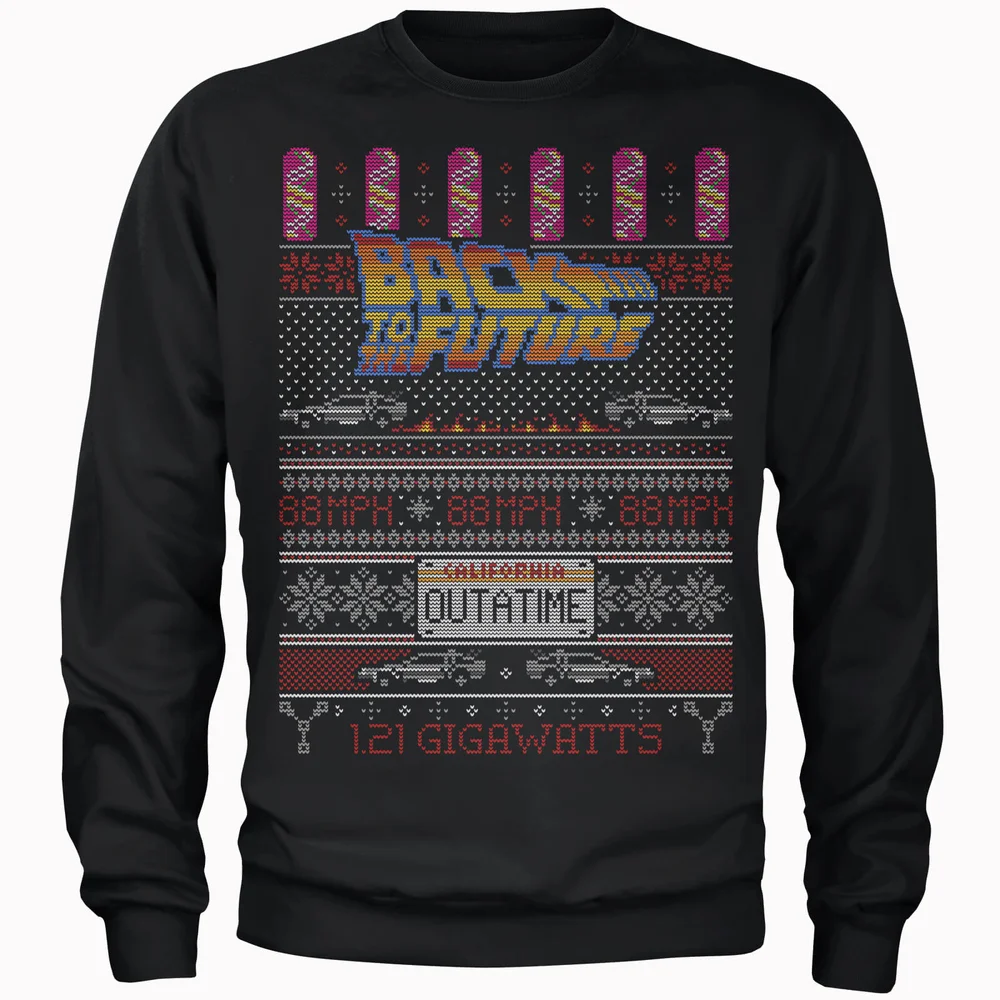 Back To The Future OUTATIME Men's Pull de Noël - Noir - S Image 1
