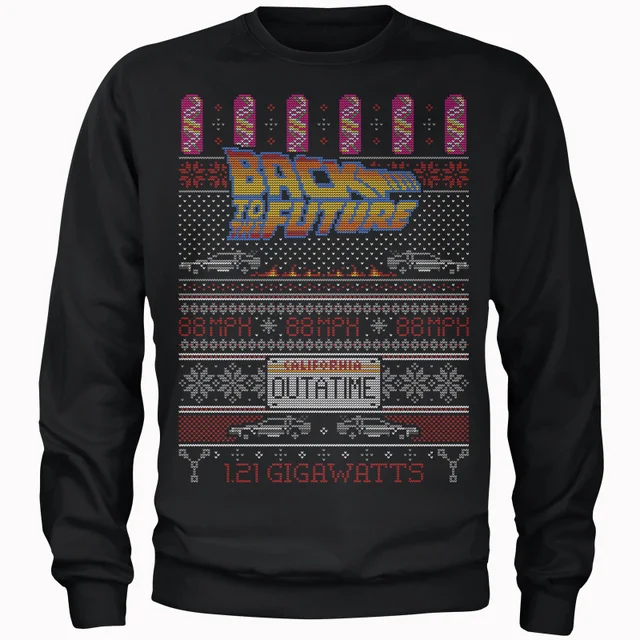 Back To The Future OUTATIME Men's Pull de Noël - Noir