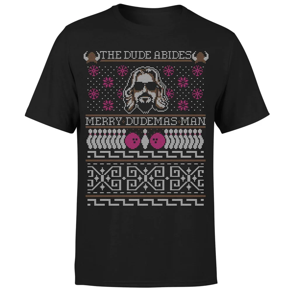 T-Shirt Homme The Dude Abides Merry Dudemas - Noir - M Image 1