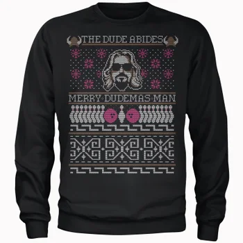 The Dude Abides Merry Dudemas Man Men's Pull de Noël - Noir