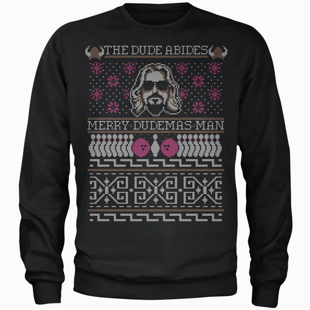 The Dude Abides Merry Dudemas Man Men's Pull de Noël - Noir