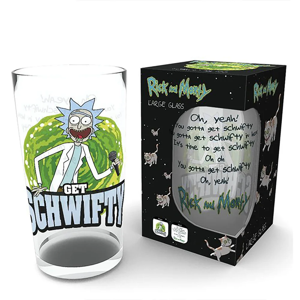 Rick and Morty Get Schwifty Coloured Large Glasses 16oz Image 1