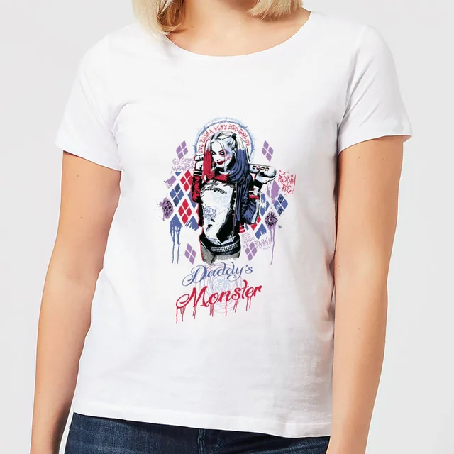 T-Shirt Femme Daddy's Lil Monster Harley Quinn - Suicide Squad (DC Comics) - Blanc