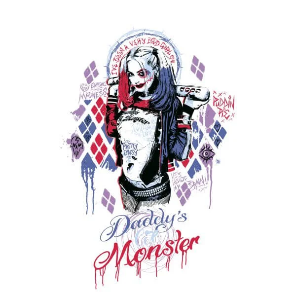 T-Shirt Femme Daddy's Lil Monster Harley Quinn - Suicide Squad (DC Comics) - Blanc