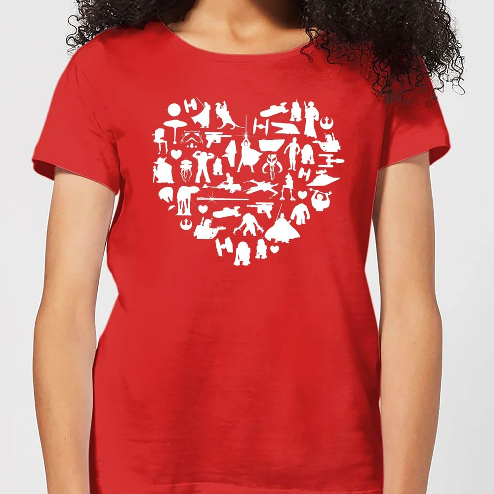 T-Shirt Femme Collage Cœur (Star Wars) - Rouge - XXL - Rouge Image 1