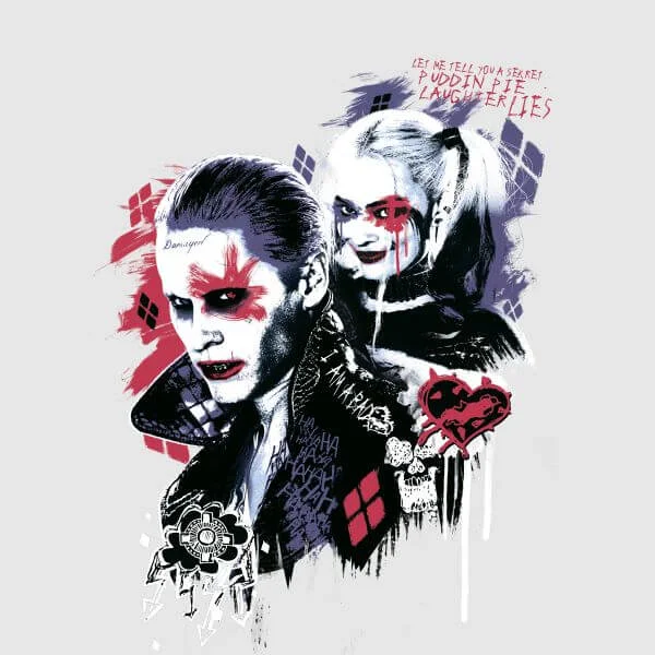 T-Shirt Femme Suicide Squad Harley Quinn et le Joker (DC Comics) - Gris
