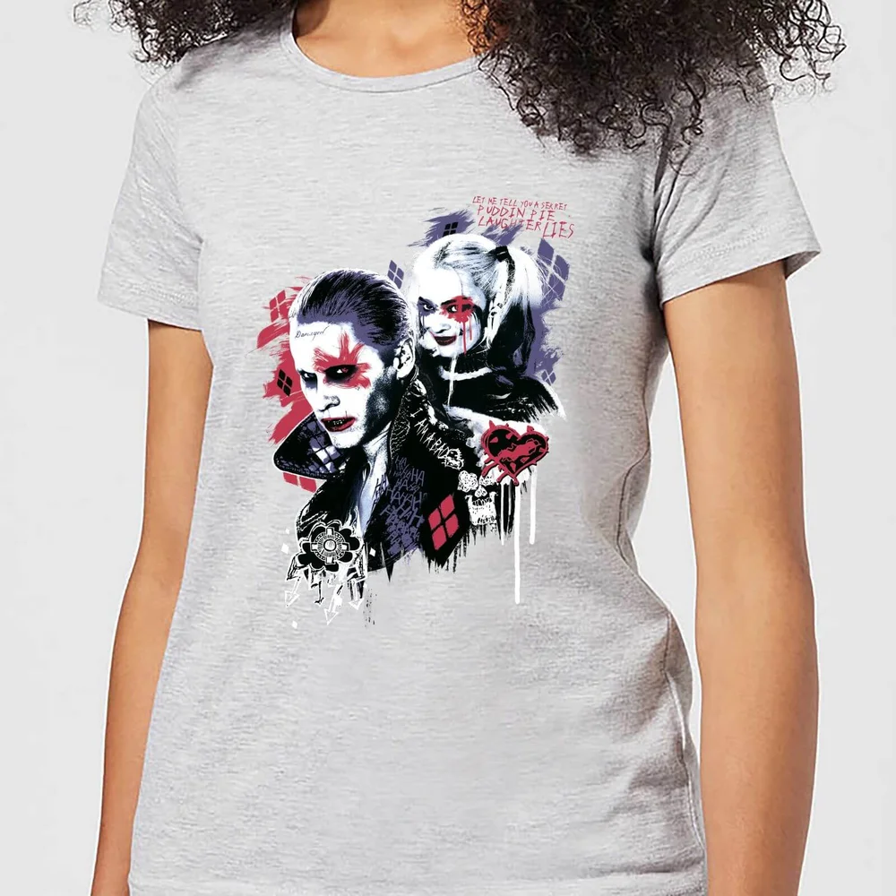 T-Shirt Femme Suicide Squad Harley Quinn et le Joker (DC Comics) - Gris - S Image 1