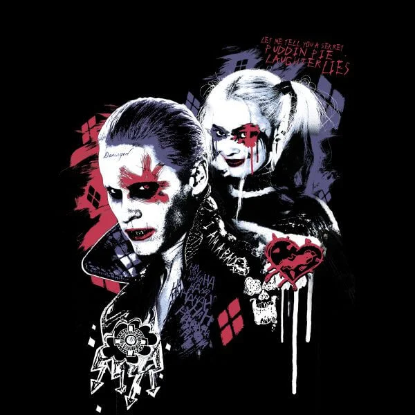 T-Shirt Femme Suicide Squad Harley Quinn et le Joker (DC Comics) - Noir