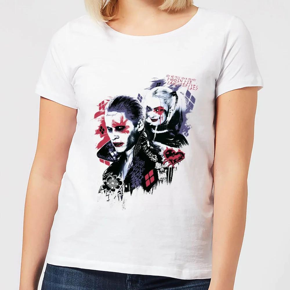 T-Shirt Femme Suicide Squad Harley Quinn et le Joker (DC Comics) - Blanc - S Image 1