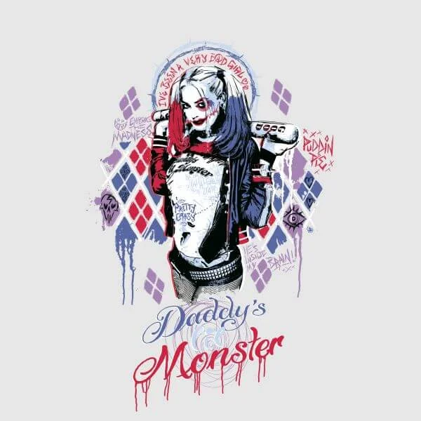 T-Shirt Femme Harley Quinn Daddy's Lil Monster - Suicide Squad (DC Comics) - Gris